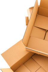 Top view of cardboard open crumpled boxes. 