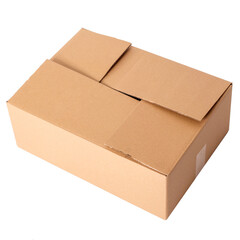 Image of a one scotched cardboard box on a white background