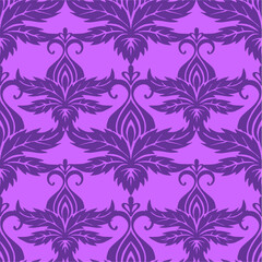 symmetrical seamless ornament tile of purple graphic abstract elements on magenta background, texture, design