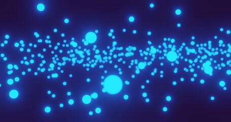Abstract pattern of blue bokeh garland lights on dark background 3d render