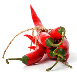 Red chili peppers isolated on a white background.