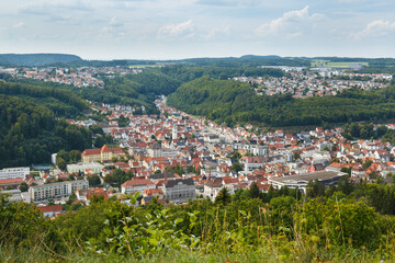 Fototapeta na wymiar Panorama von Albstadt-Tailfingen im Zollernalbkreis (Schwäbische Alb)