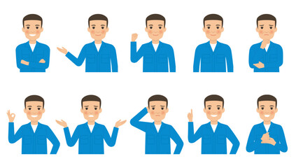 男性トラックドライバーのポーズ集_上半身