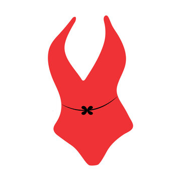 Red women's swimwear isolated on white background. Swimsuit or bikini. Vector illustration.