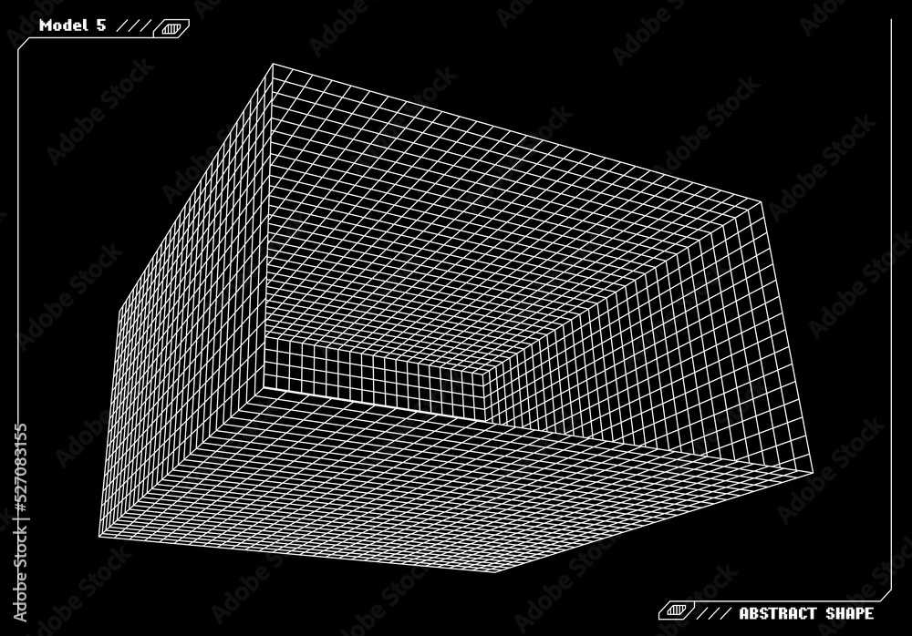Leinwandbilder Abstract 3d wireframe shape or basic element with open edge. Science and technology geometric abstraction with deformed shape.