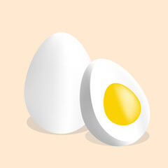 Boiled egg (egg white) vector illustration Isolated on pastel backgrounds and realistic food objects.