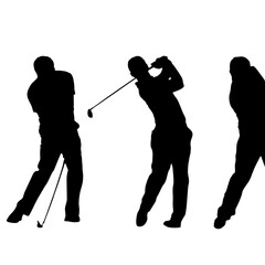 set vector of golf player silhouette