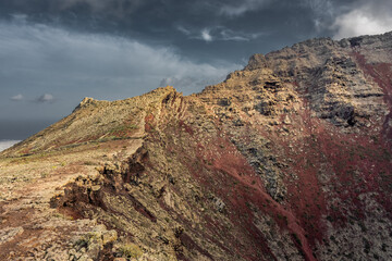The crater of Monte Corona Volcano in Lanzarote, Canary Islands,  Spain