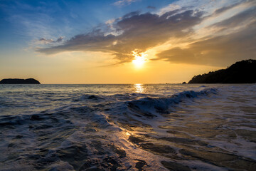 Sunset over the Manuel Antonio beach, Costa Rica.