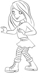 Girl. Element for coloring page. Cartoon style.