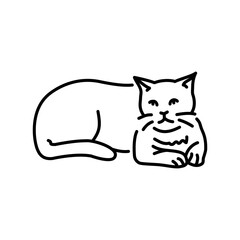 Cat is bad feeling color line icon. First Symptom of the disease.