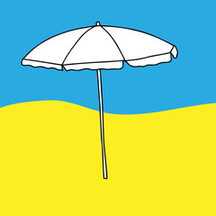 Obraz premium Beautiful hand-drawn vector illustration of sun umbrella on a blue and yellow background