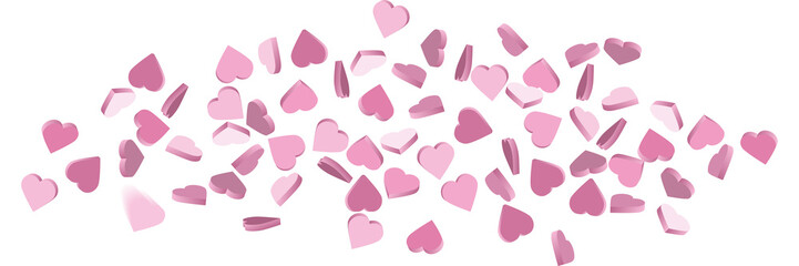 Pink hearts illustration on a white background - love heart for valentines day background - design banner