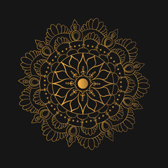 Golden Mandala on black background