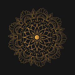 Golden Mandala on black background