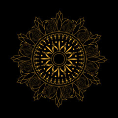 Golden Mandala on black background