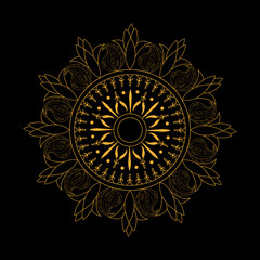 Golden Mandala on black background