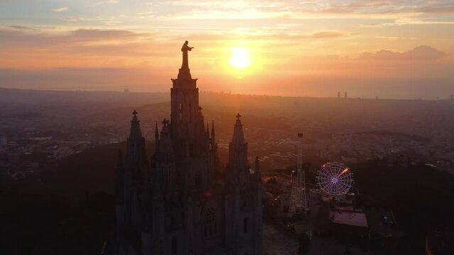 The top-view of the big statue of the Sacred Heart in the Temple