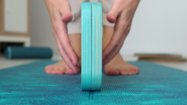 Open and put sadhu board for sadhu yoga practice. Get up on nails. Board with needles, side view. The concept of a healthy practice of sadhu yoga.