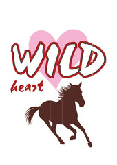 Silhouette of a running horse Wild Heart