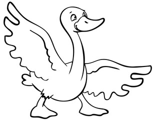 Goose. Element for coloring page. Cartoon style.
