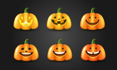 Pumpkin. Smiling pumpkin. Jack-o'-lantern. Vector clipart isolated on white background.