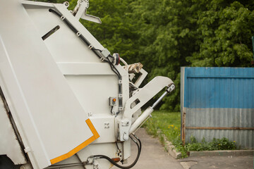 Garbage collection machine. Waste truck. Transport details.