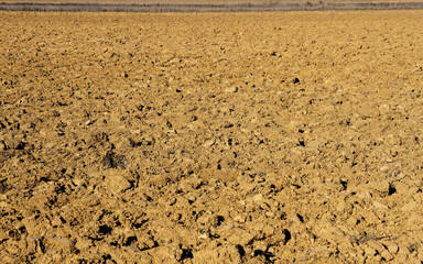 Detail of agricultural land recently plowed