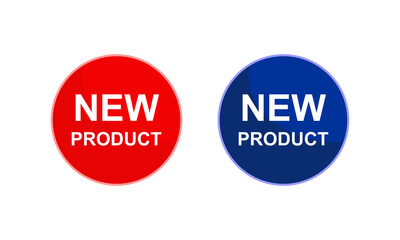 New product symbol in circle. Business, marketing concept. New product icon in red and blue color. Vector illustration.