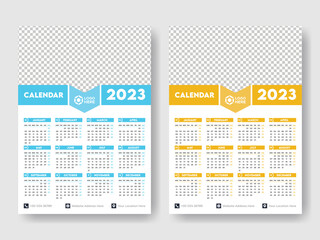 Calendar 2023 week start Monday corporate design template vector.