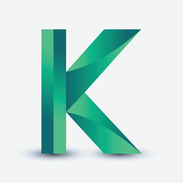 3d green k letter  logo design