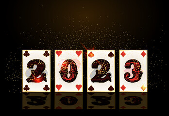 Christmas Poker banner, New 2023 Year, vector illustration	
