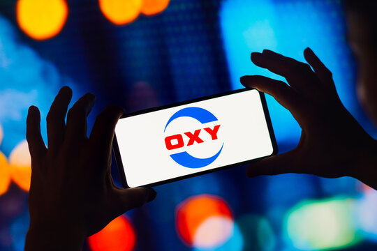 August 30, 2022, Brazil. In this photo illustration, the Occidental Petroleum (OXY) logo is displayed on a smartphone screen.