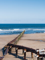 Waste pipe into the North Sea at Cambois, Northumberland, UK