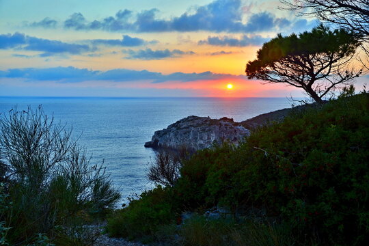 Greece,island Paxos-view of the sunset from Mausmouli Bay