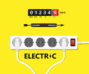 Electric Meter Power Meter illustration Electric extension cord