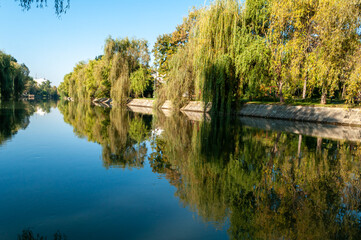 A view of the Bega river early in the morning with clear blue sky