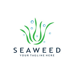 seaweed logo design with vector illustration template