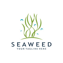 seaweed logo design with vector illustration template