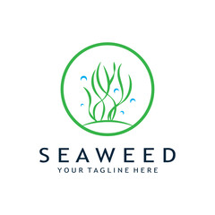 seaweed logo design with vector illustration template