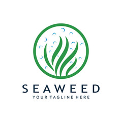 seaweed logo design with vector illustration template