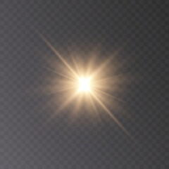 Light gold star. Light sunlight. light effect png. Vector