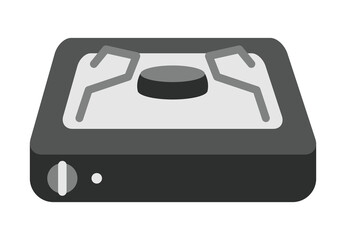 Camping stove cartoon icon. Cartoon gas camp burner, portable indoor cooker, outdoor furnace for picnic cooking on heat flame propane hob butane fire travel