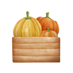 Pumpkin in a wooden box