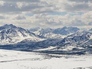 snow covered mountains