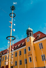 Beautiful summer view at city center Landau, Isar, Bavaria, Germany