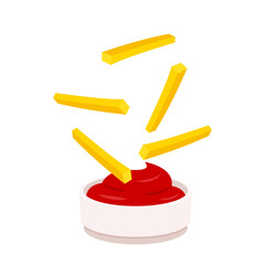 French fries and Tomato dip vector. Tomato dip vector.
