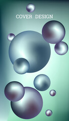 Metal balls are flying around. Cover design, creative background