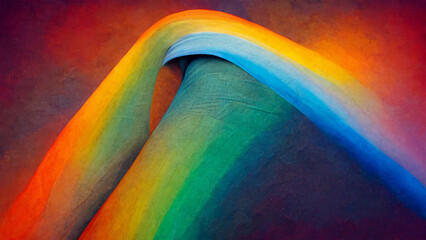 Textile abstract paint rainbow colored