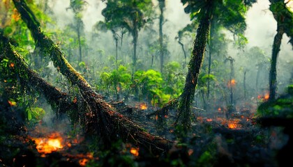 illustration destruction of the rainforest